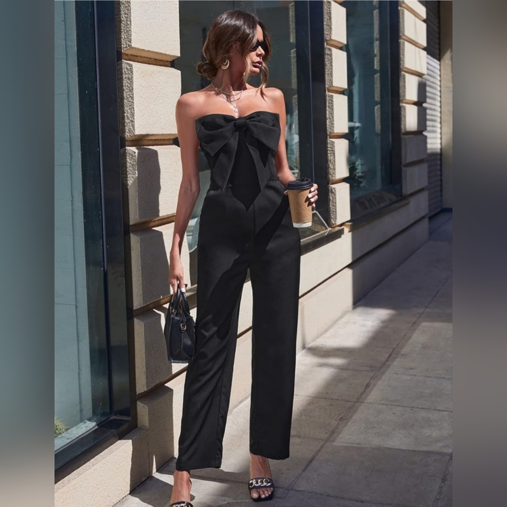 Elegant Black Strapless Jumpsuit